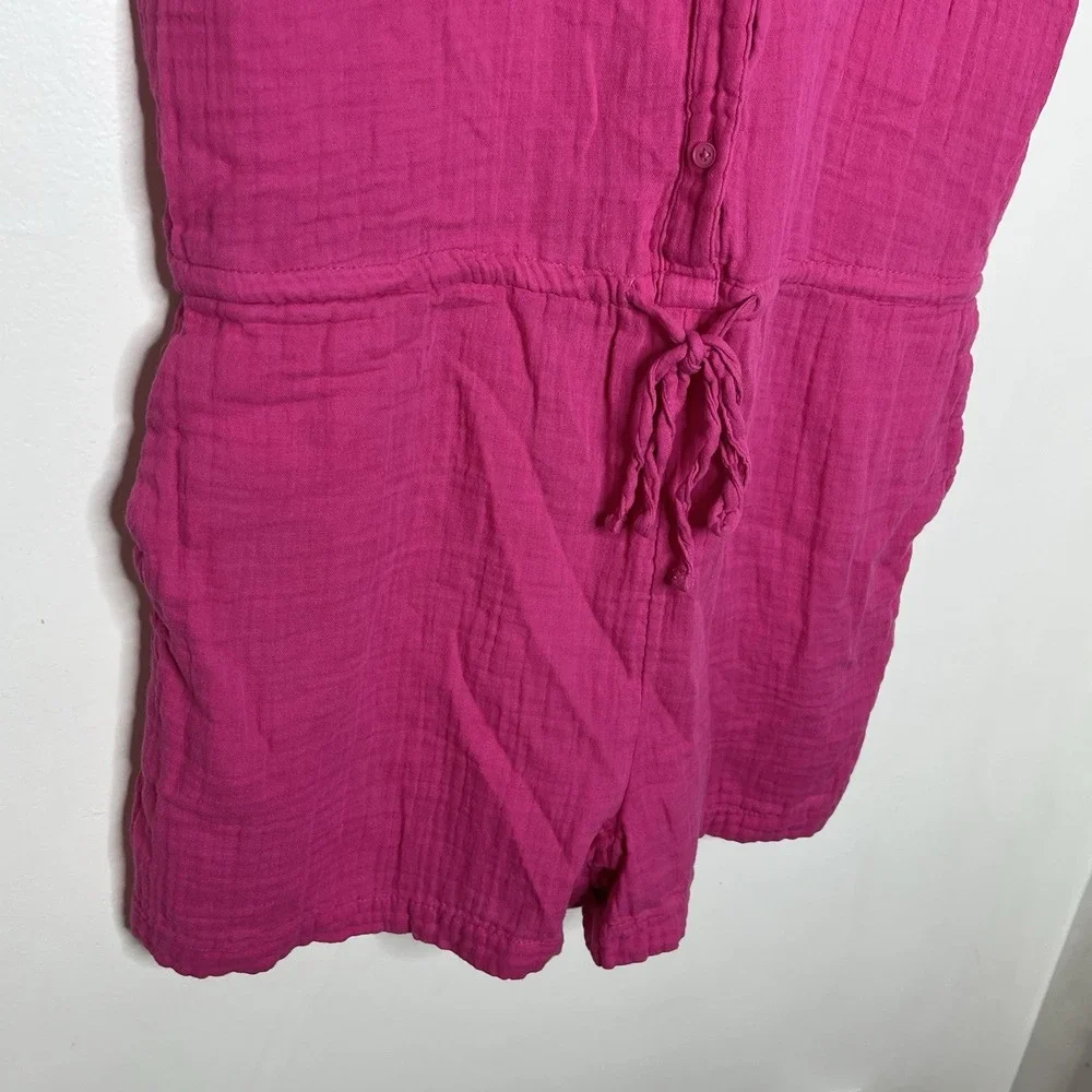 Old Navy Gauze Romper Pink Womens Size M Travel Beach Resort Vacation Cotton - Picture 3 of 8